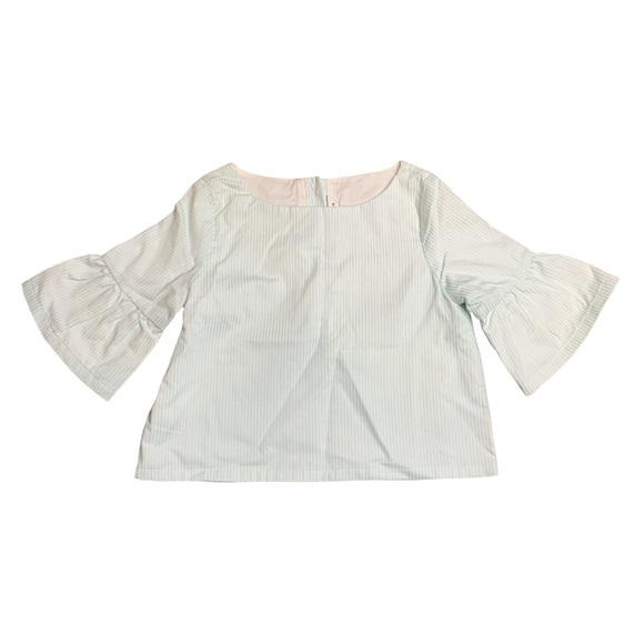Janie And Jack Blouse Girls Size 6 Mint Green Striped Blouse Easter Shirt Top - Picture 1 of 6